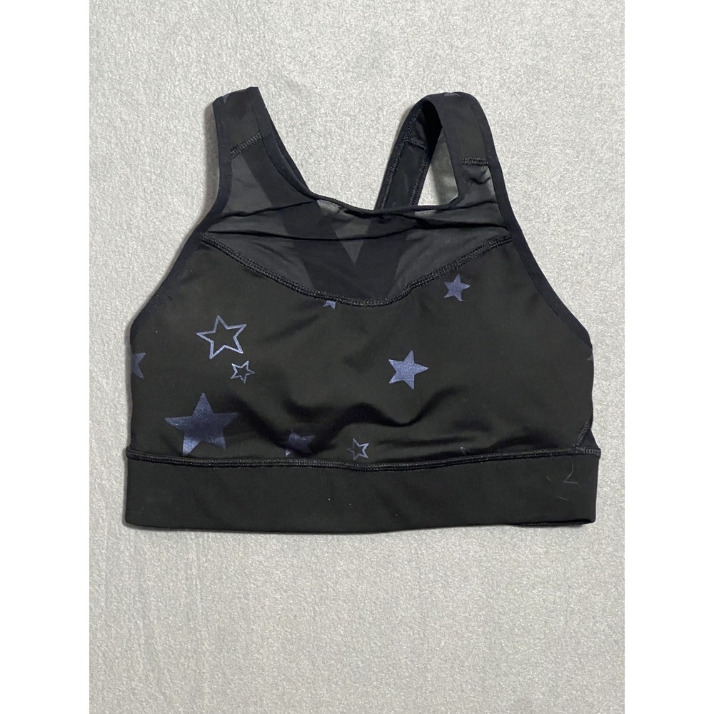 Old Navy Active Go-Dry Black Star Print Sports Bra Women's Size S Mesh Racerback